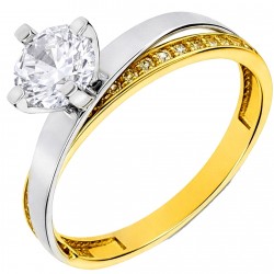 Χρυσό μονόπετρο δαχτυλίδι Κ14